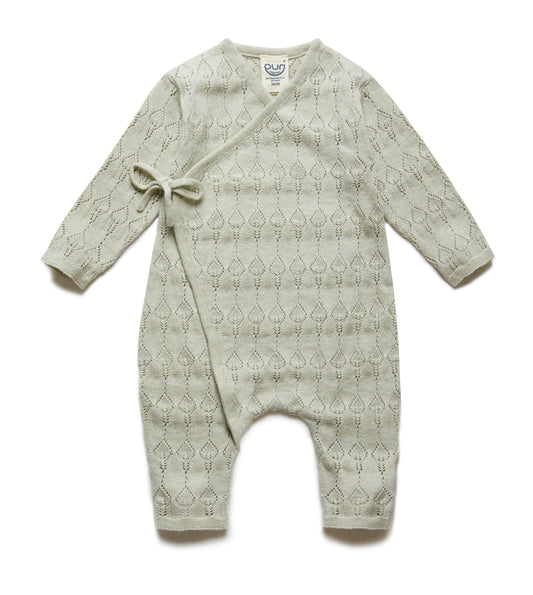 Overslag boxpakje - ajour - katoen/zijde - lichtgroen