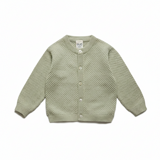 Vestje popcorn - katoen/zijde - pistache groen