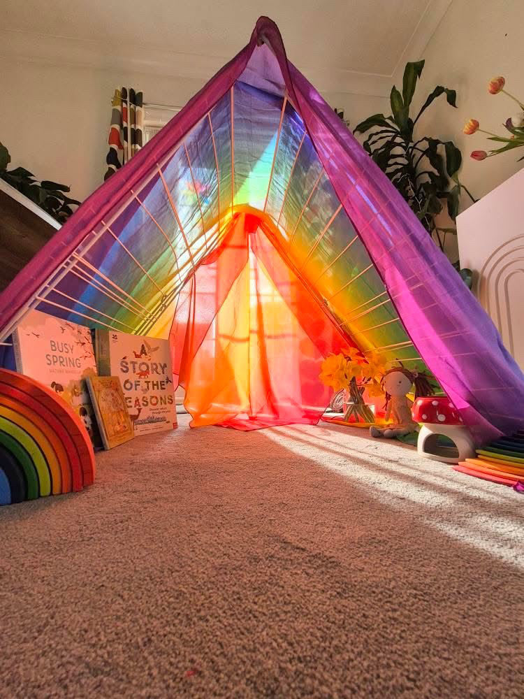 Speeldoek - Regenboog - 90 x 270 cm - horizontaal gestreept