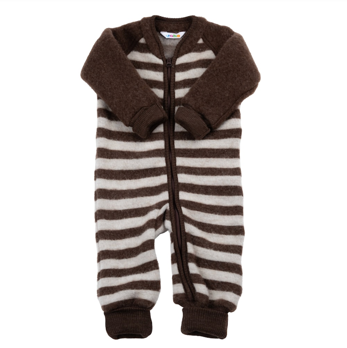 Joha wol fleece pak | bruin gestreept | maat 100
