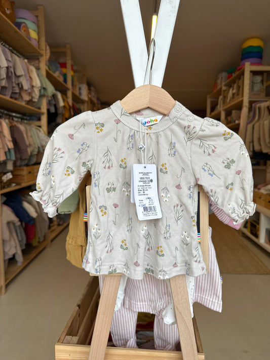Blouse Joha beige met bloemen bamboe maat 50