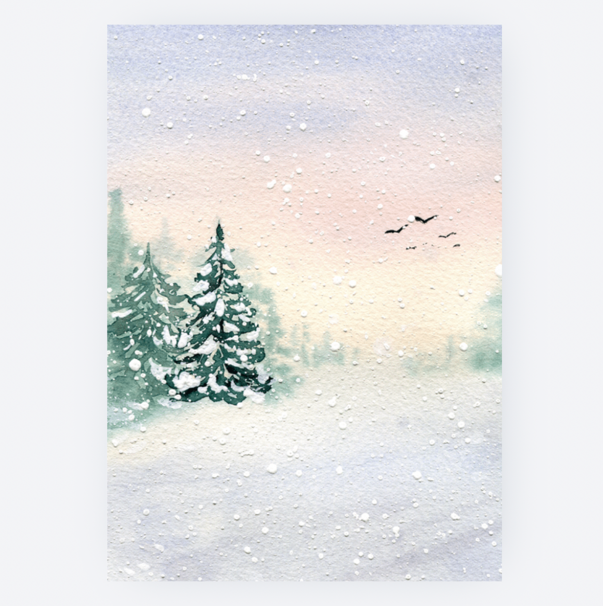 Ansichtkaart - Aquarel Winter Bos