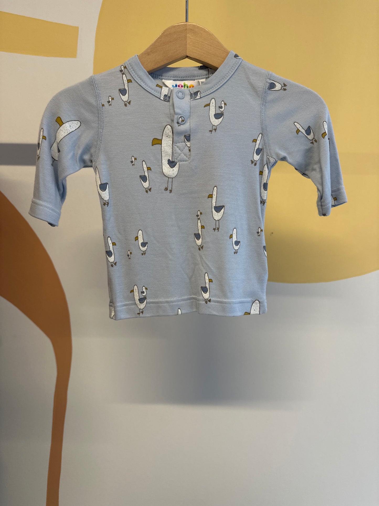 Joha T-shirt lichtblauw vogels | lange mouw | bamboe