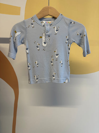 Joha T-shirt lichtblauw vogels | lange mouw | bamboe