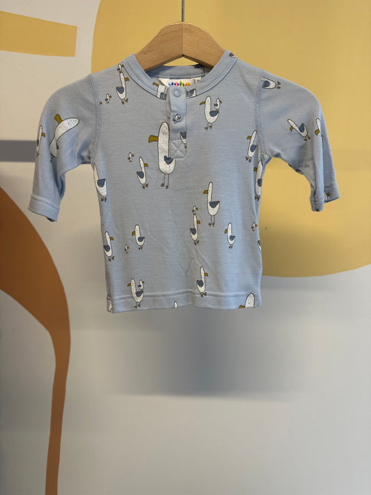 Joha T-shirt lichtblauw vogels | lange mouw | bamboe