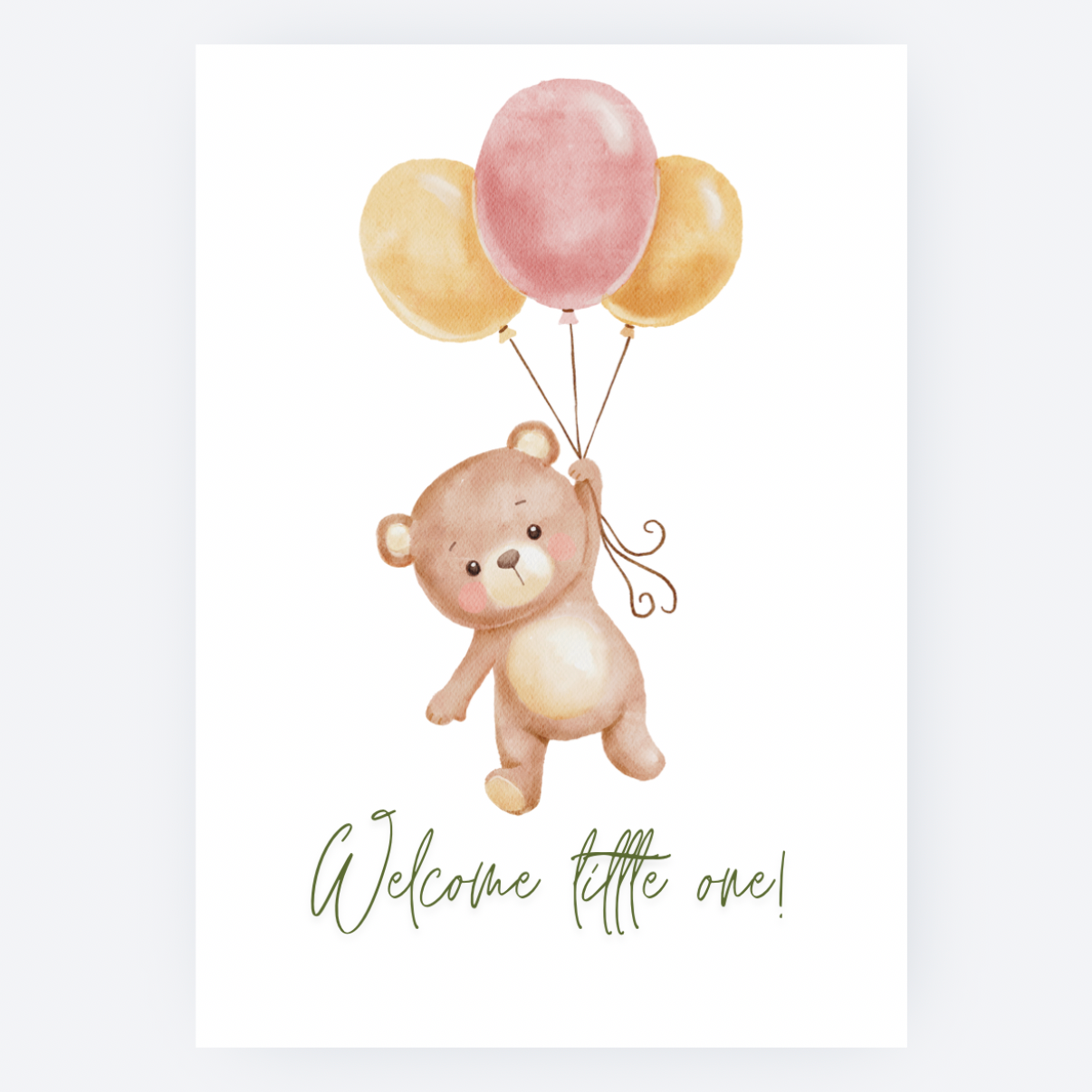 Ansichtkaart - Welcome Little One - Beertje