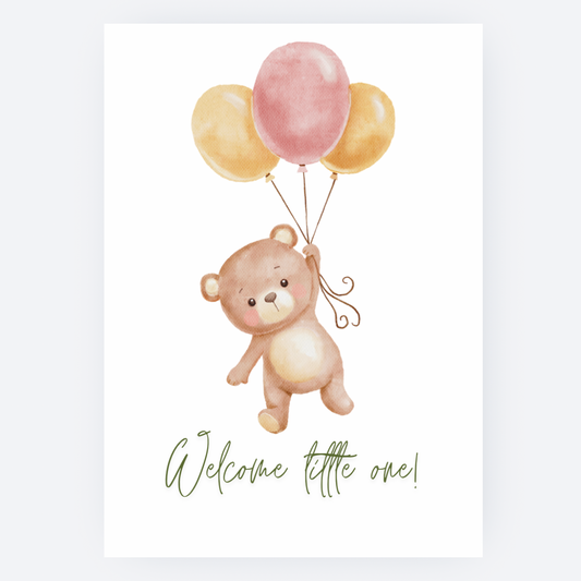 Ansichtkaart - Welcome Little One - Beertje
