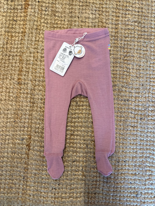 Joha oud roze merino wol legging met voetjes maat 60