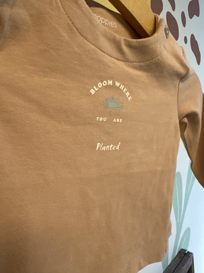 T-shirt roze met tekst Noppies  (biologisch katoen)