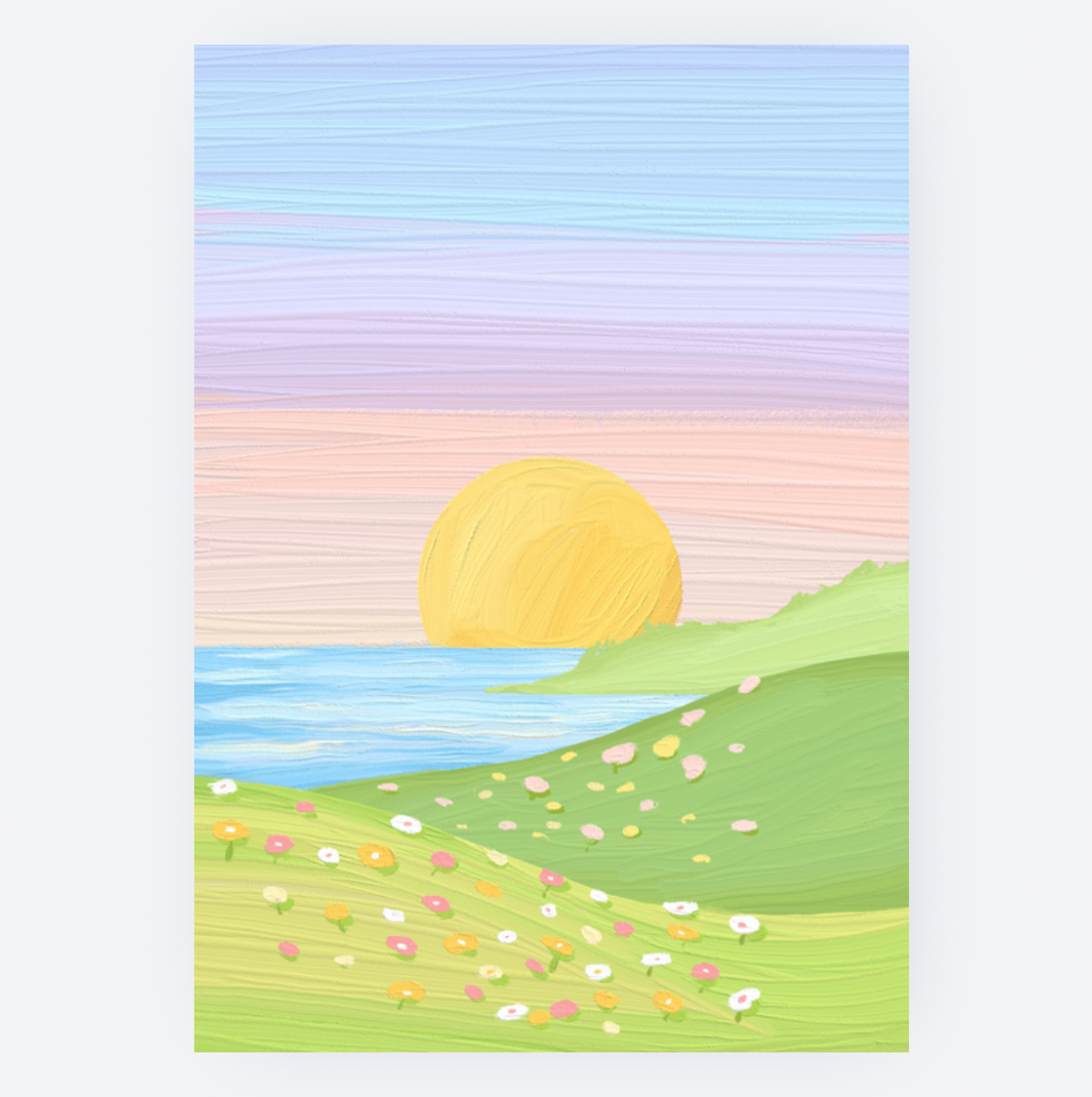 Ansichtkaart - Geschilderde Zonsondergang