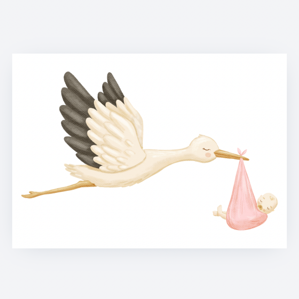 Ansichtkaart - Ooievaar Roze