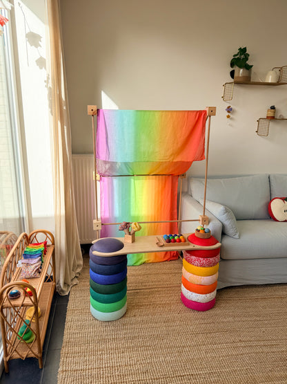 Speeldoek - Pastel regenboog - 90 x 270 cm - horizontaal gestreept