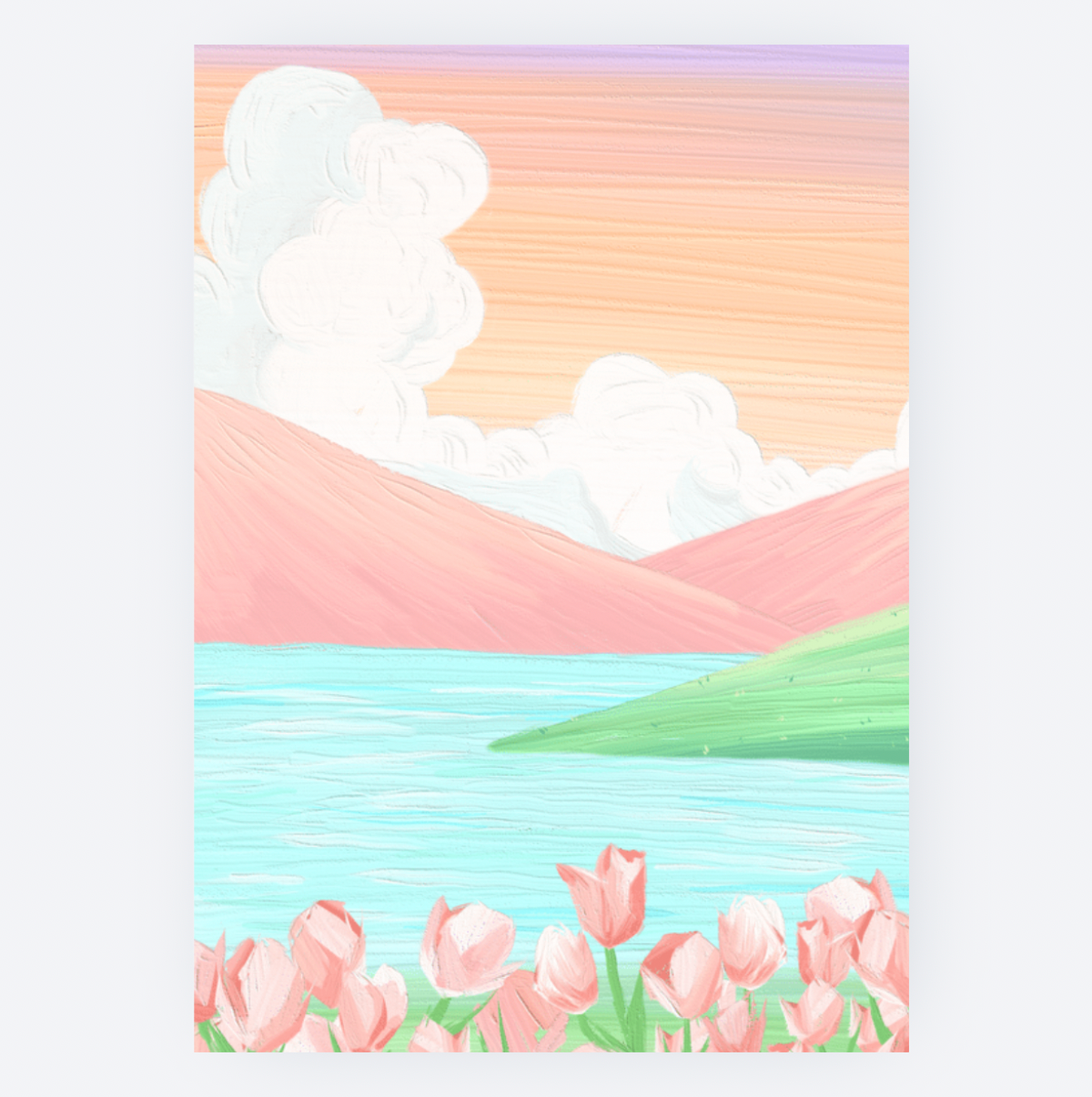 Ansichtkaart - Geschilderde Tulpen aan het Water