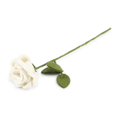 Bloem van wolvilt - roos - Wit