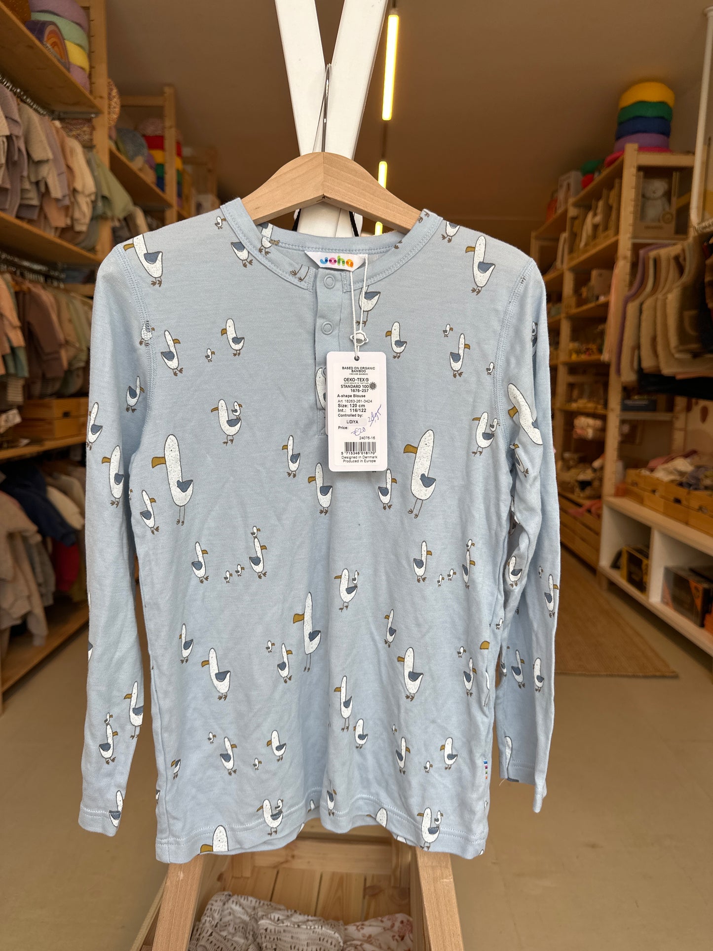 Joha shirt blauw met meeuwen bamboe maat 116/122