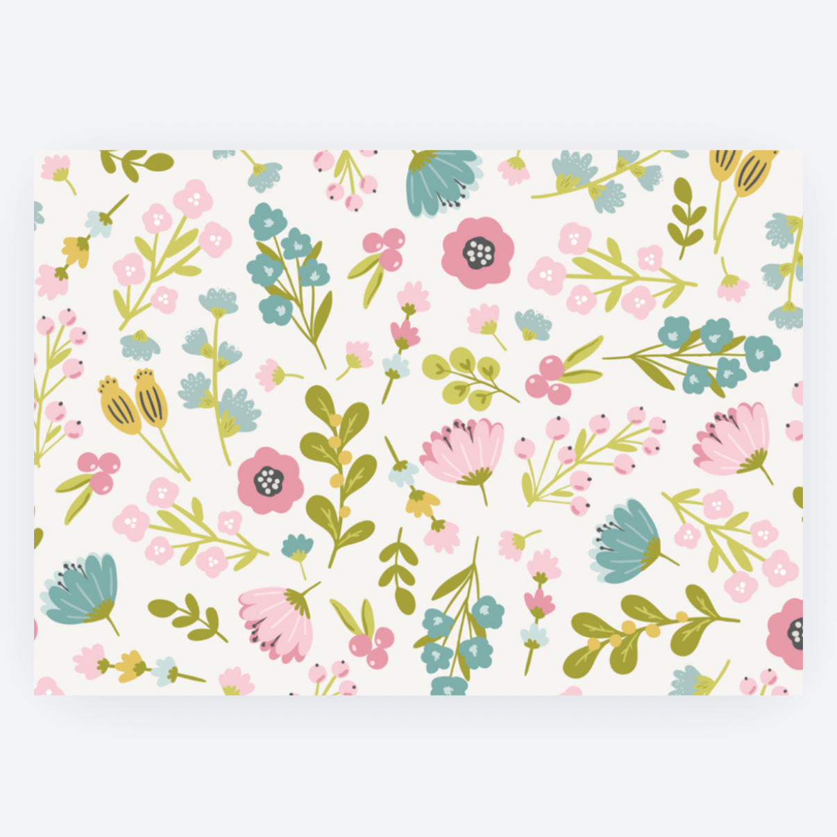 Ansichtkaart - Roze en Blauwe Bloemetjes
