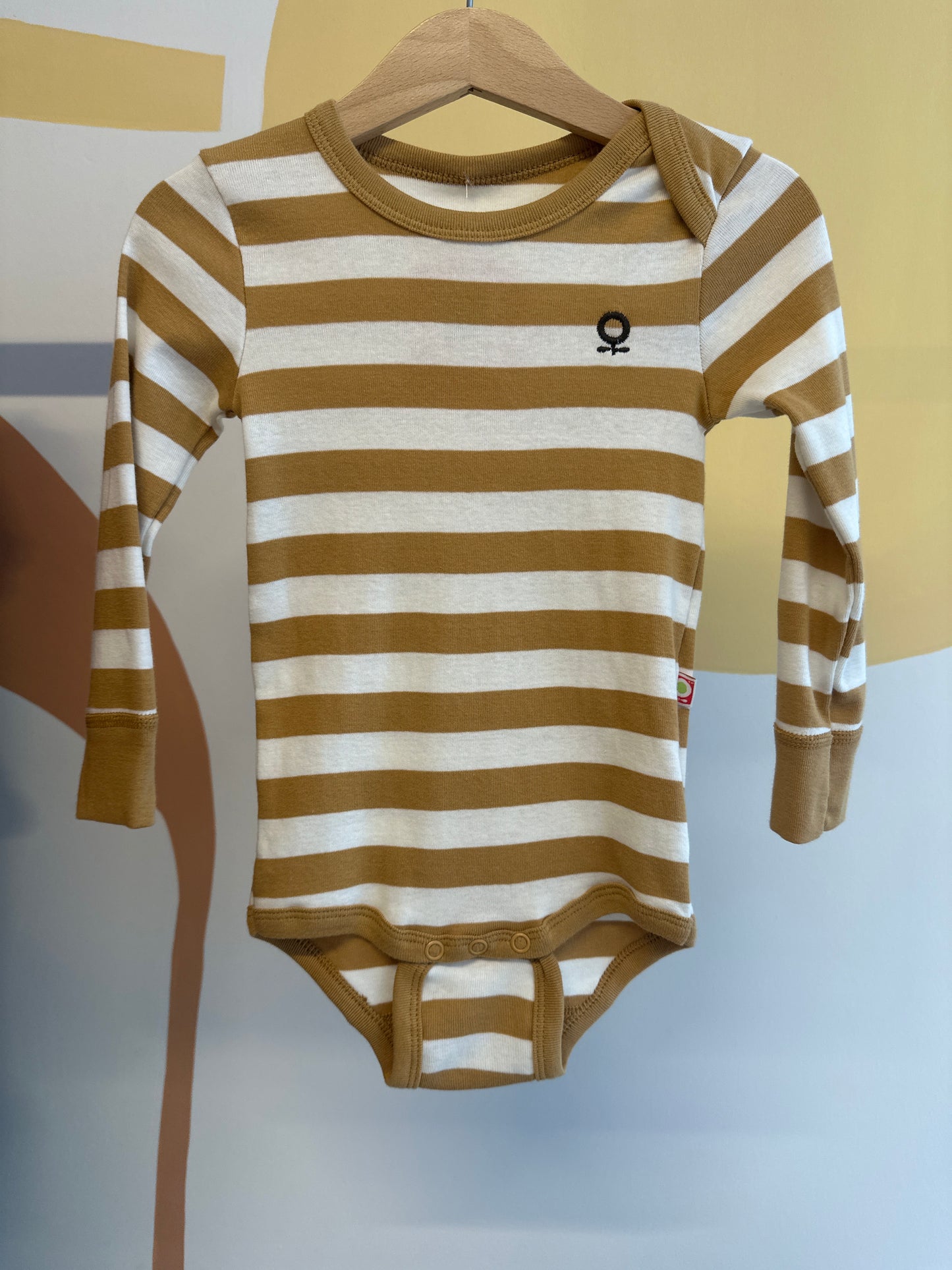 Katvig romper gele streep | lange mouw | biologisch katoen