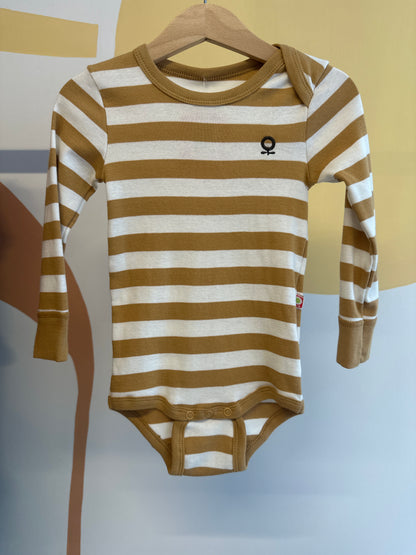 Katvig romper gele streep | lange mouw | biologisch katoen