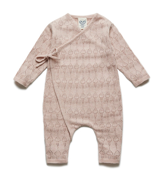 Overslag boxpakje - ajour - katoen/zijde - lichtroze