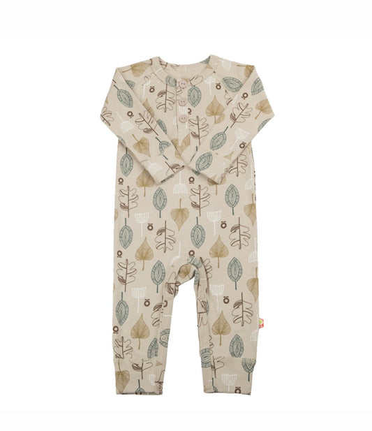 Katvig jumpsuit blaadjes | beige | biologisch katoen
