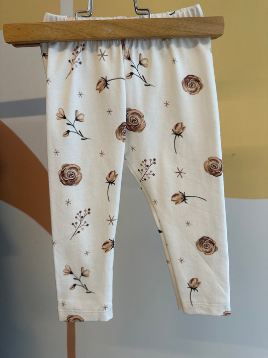 Legging met beige/bruine bloemen