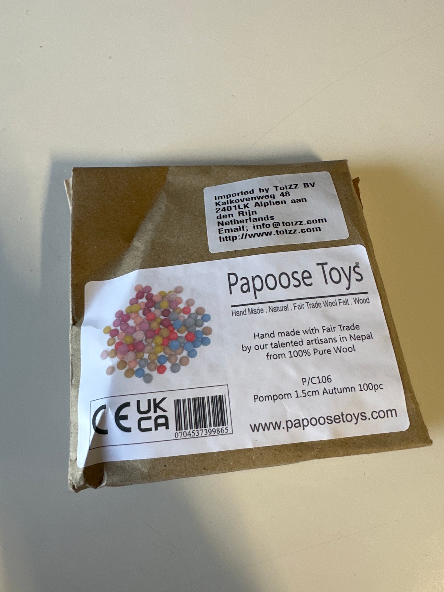 Papoose Toys wol vilt balletjes 1.5cm - 100 stuks ‘herfst’