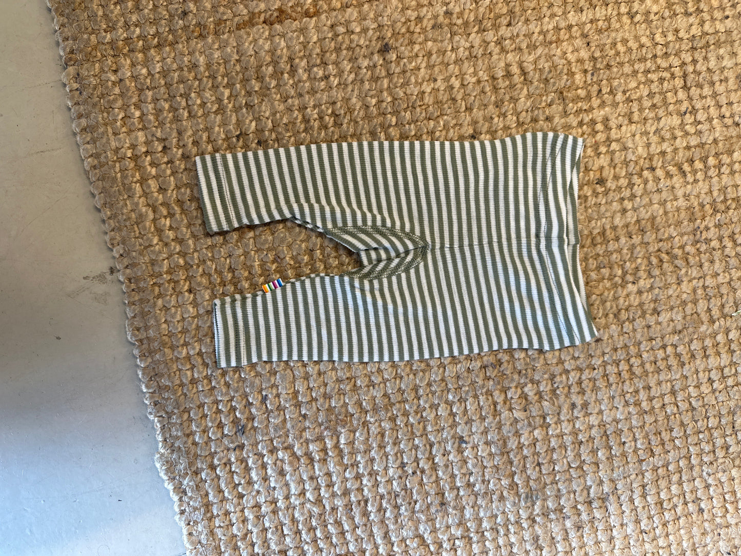 Legging - wol zijde - streepjes groen - maat 50