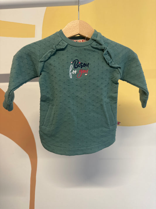 Jurkje Feetje groen met tekst (biologisch katoen)