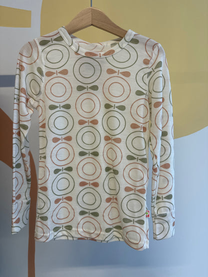 Katvig T-shirt print oranje/groen | lange mouw | biologisch wol