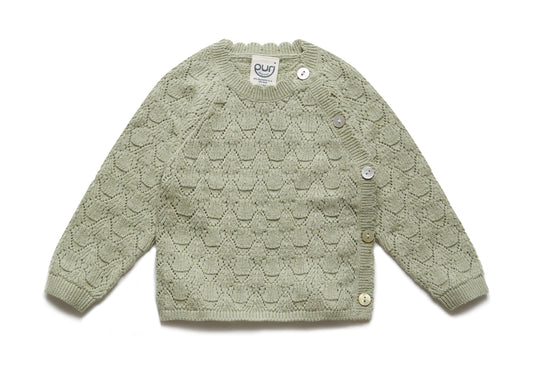 Overslag vestje - ajour - katoen en zijde - pistache groen