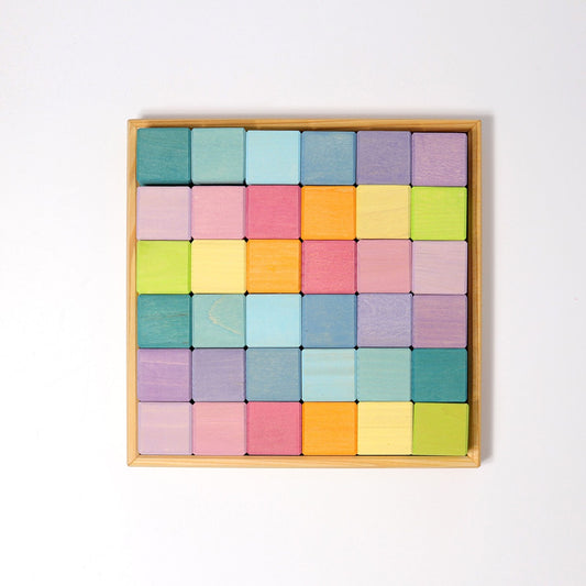 Houten mozaïek blokkenset pastel