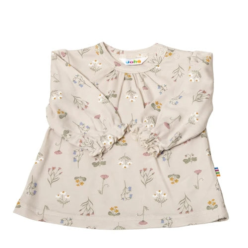Blouse beige met bloemen - biologisch bamboe