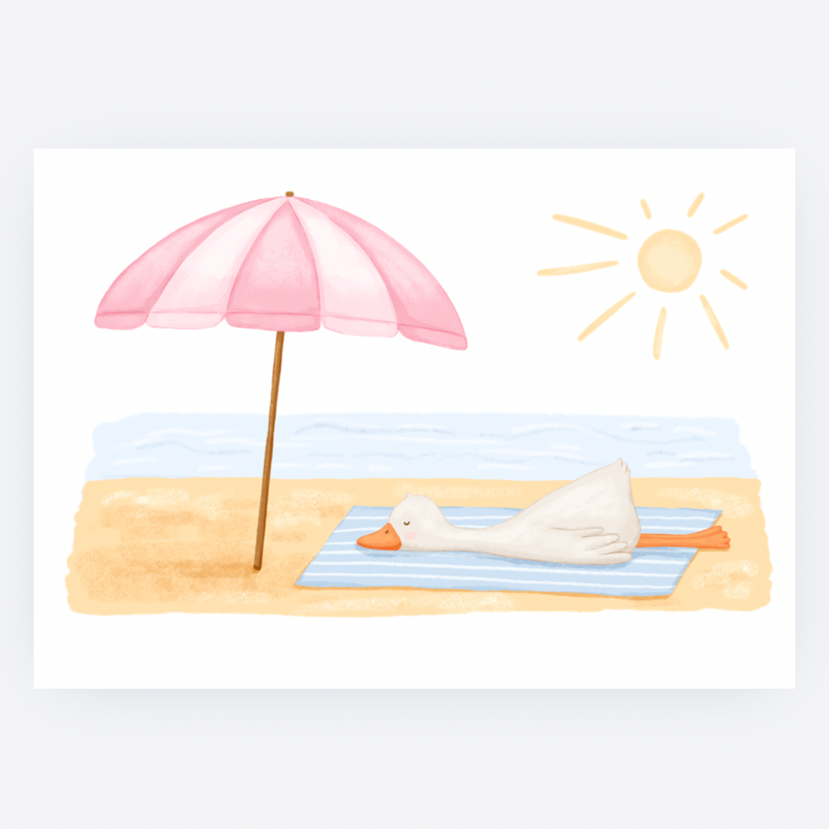 Ansichtkaart - Eend op het Strand