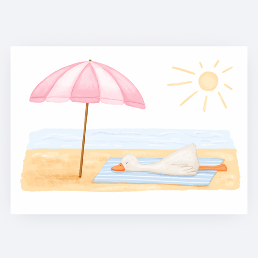 Ansichtkaart - Eend op het Strand
