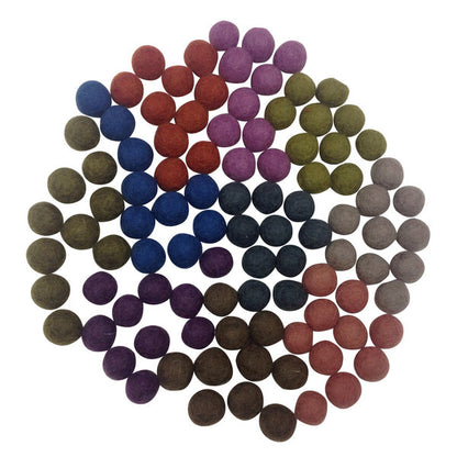 Papoose Toys wol vilt balletjes 1.5cm - 100 stuks ‘herfst’