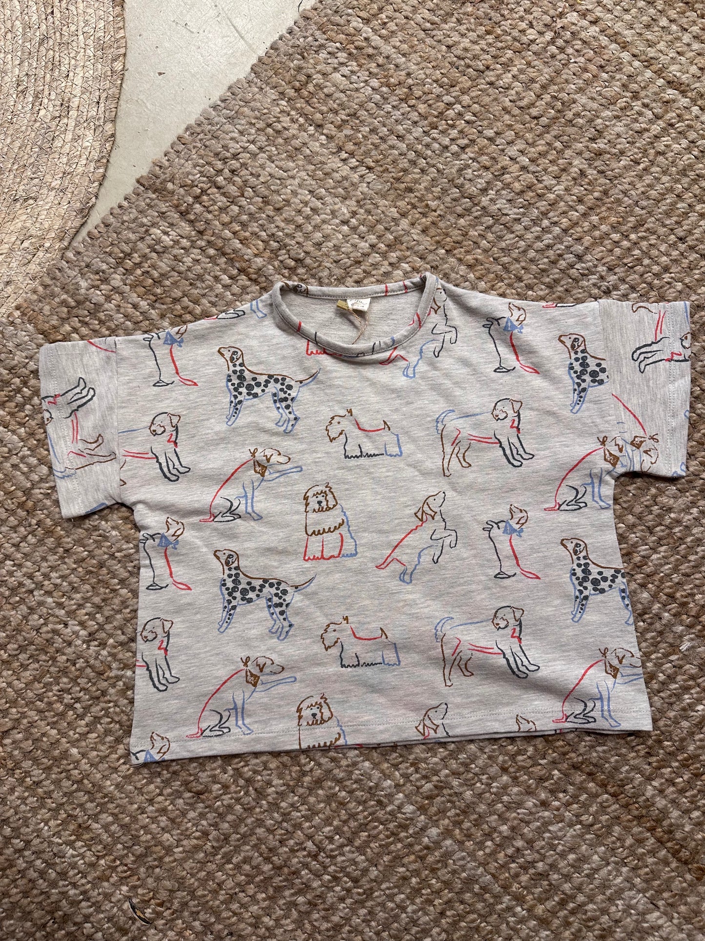 Wijd t-shirt hondjes gekleurd - biologisch katoen - Riffle Amsterdam