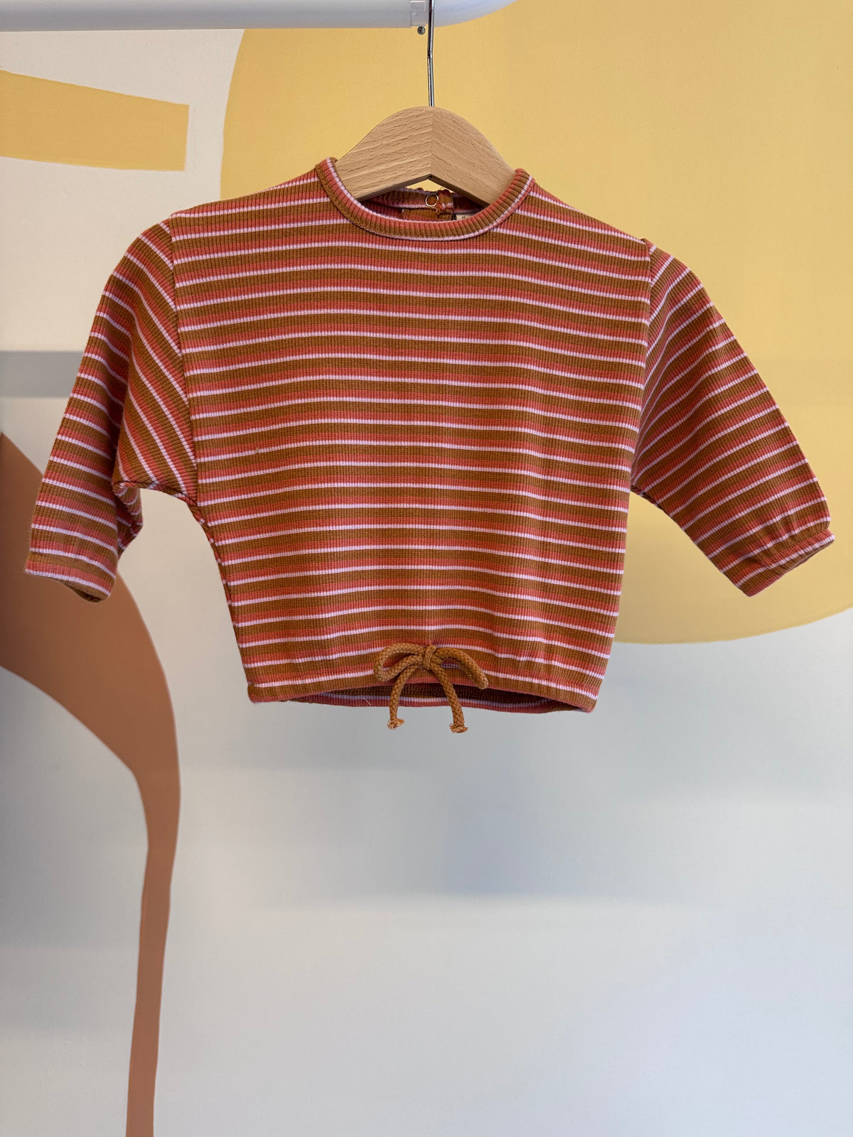 Sweater bruin-roze streep - biologisch katoen - Riffle Amsterdam