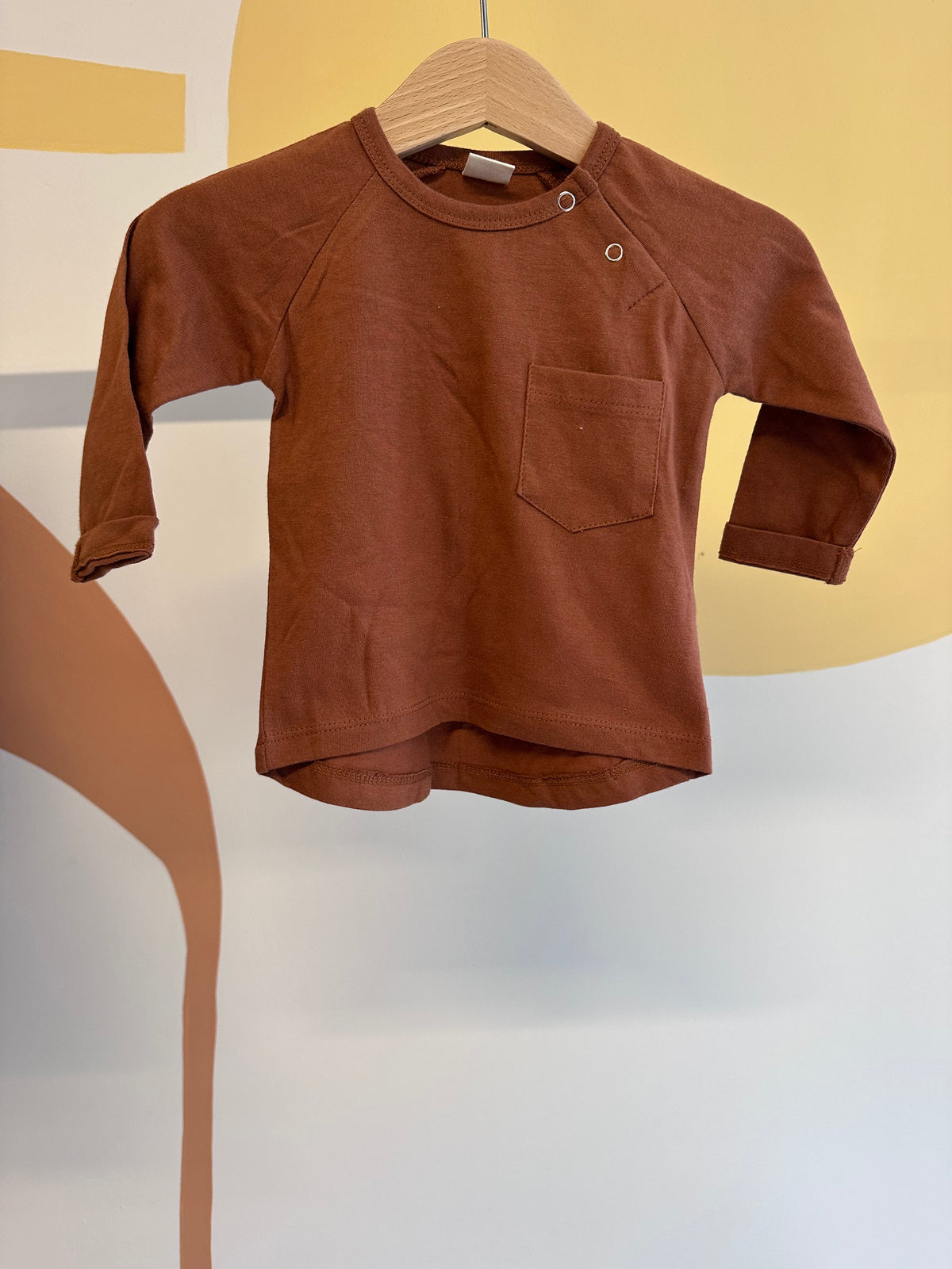 Roestbruin T-shirt lange mouw - biologisch katoen - Riffle Amsterdam (Sample)