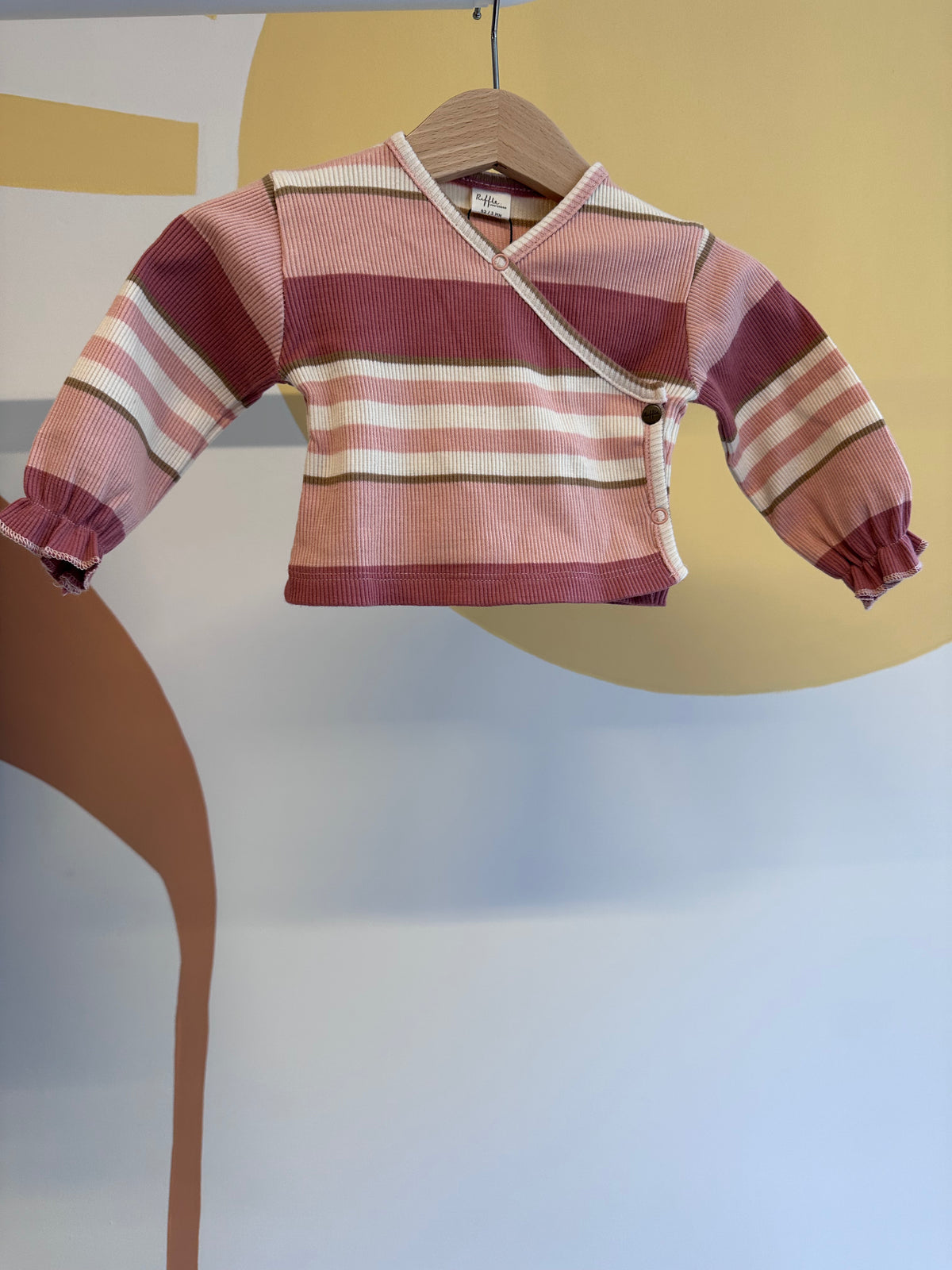 Overslagshirt roze gestreept - biologisch katoen - Riffle Amsterdam