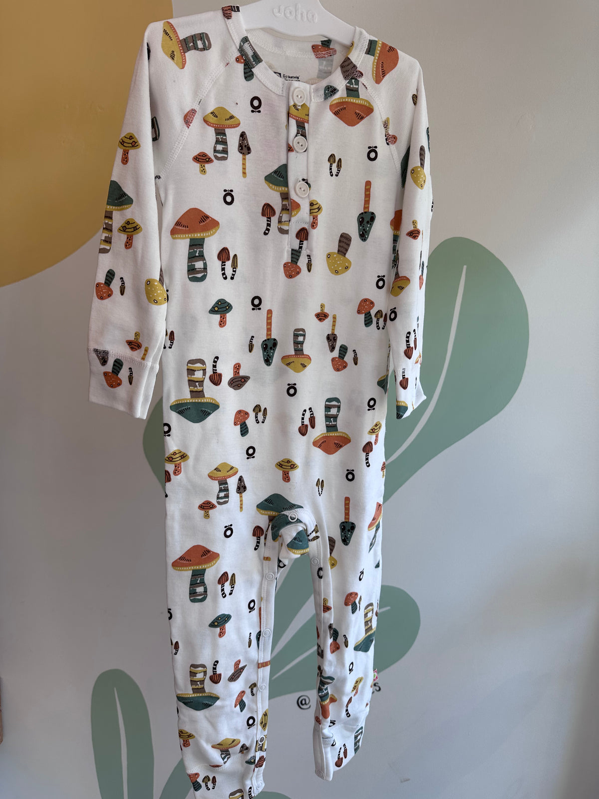 Jumpsuit paddenstoelen - biologisch katoen