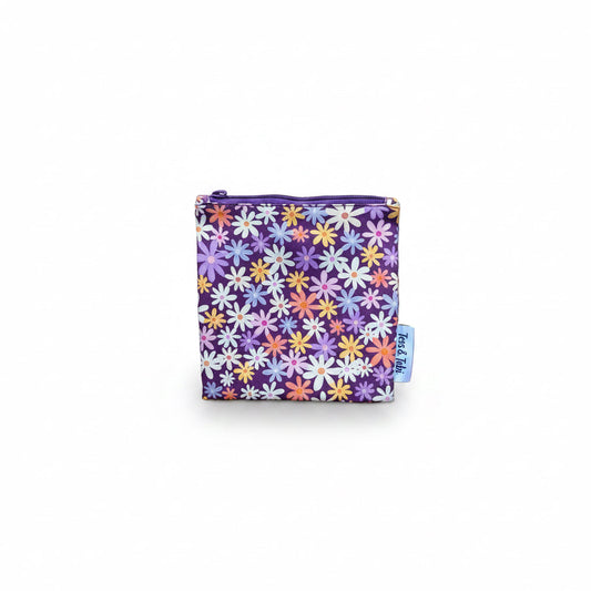 Wasbaar snackzakje | Bloemen Paars | 14x14cm