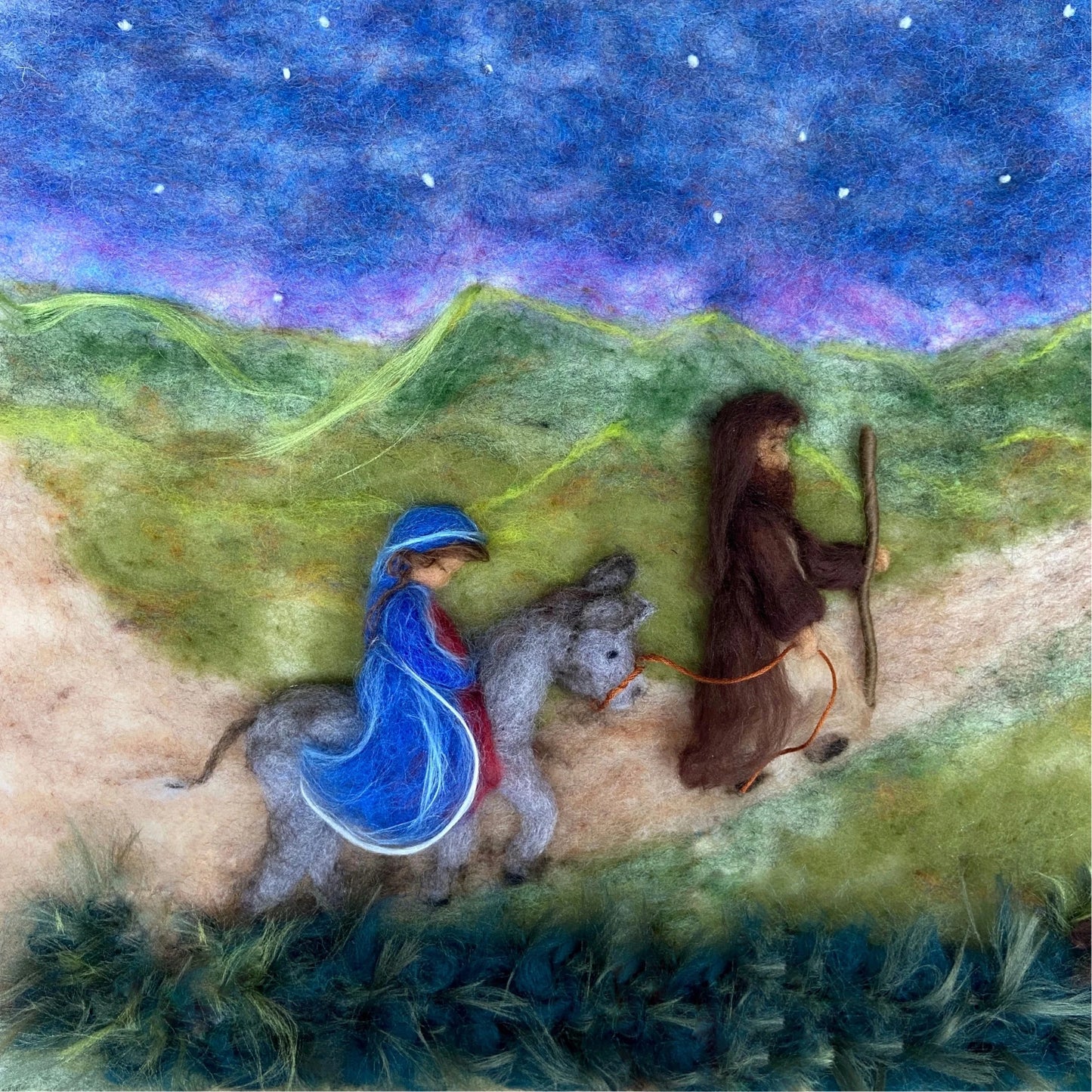 Plaat Maria en Jozef onderweg