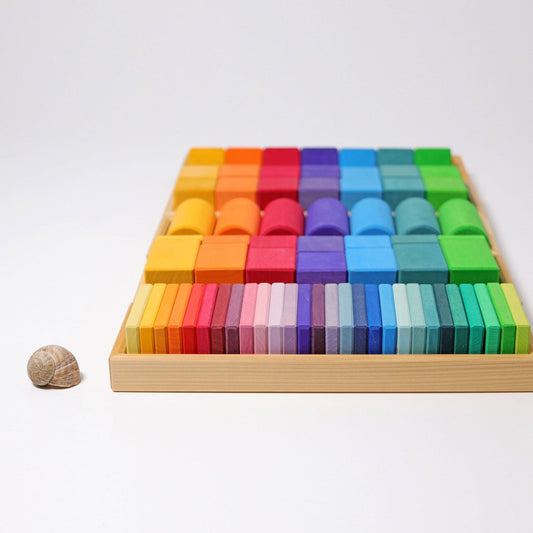 Houten vormen en kleuren blokken bouwset