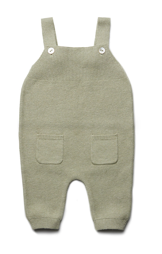 Tuinbroekje - gebreid - pistache - katoen en zijde