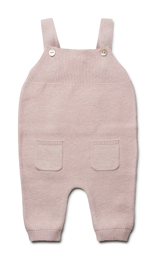 Tuinbroekje - gebreid - roze - katoen en zijde