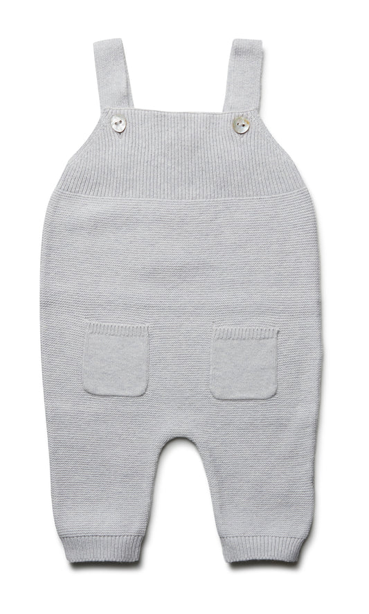 Tuinbroekje - gebreid - grijs - katoen en zijde