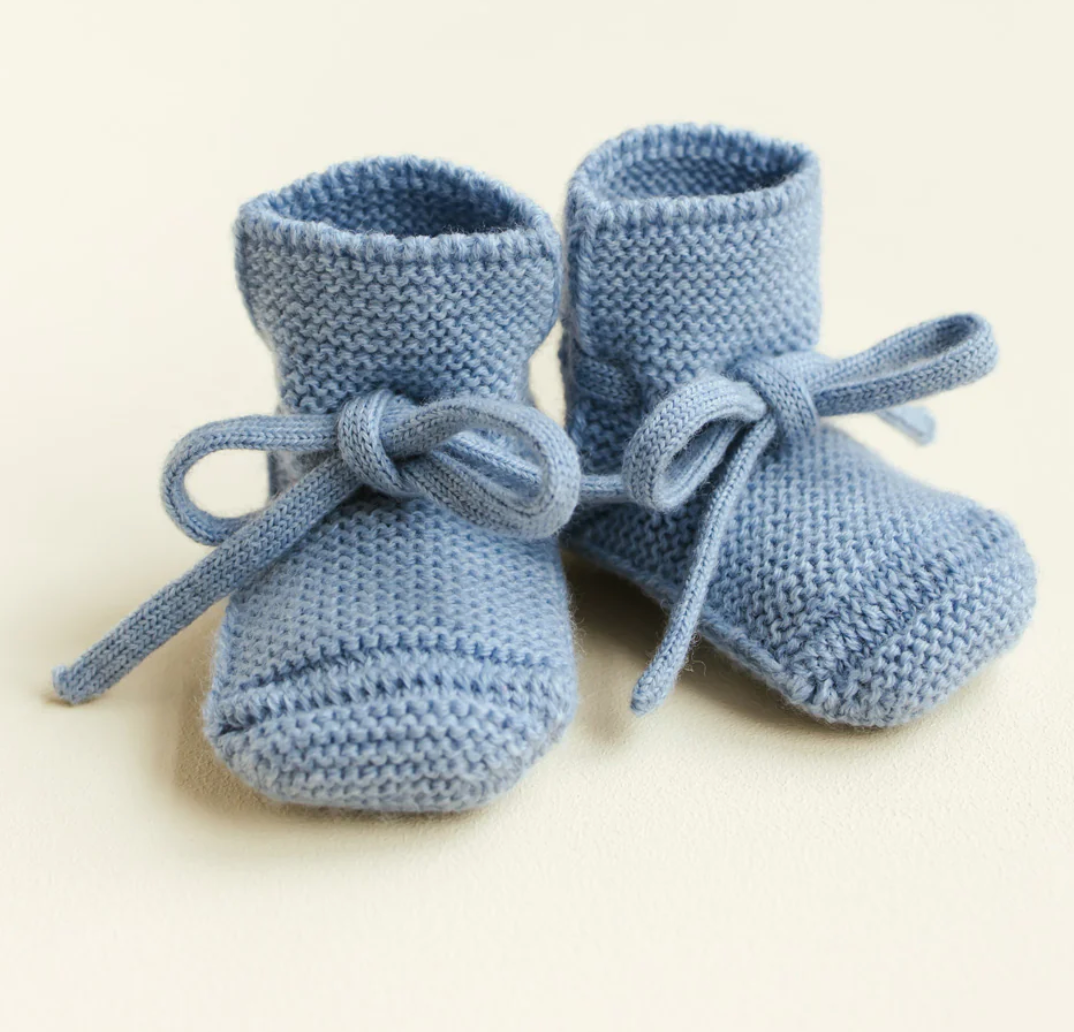 Slofjes van merino wol - light blue