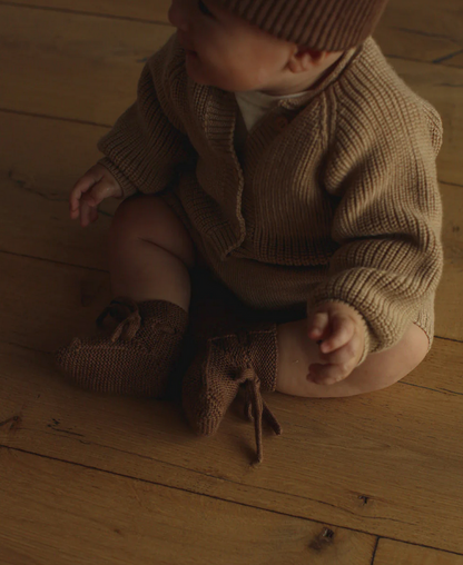 Slofjes van merino wol - mocha