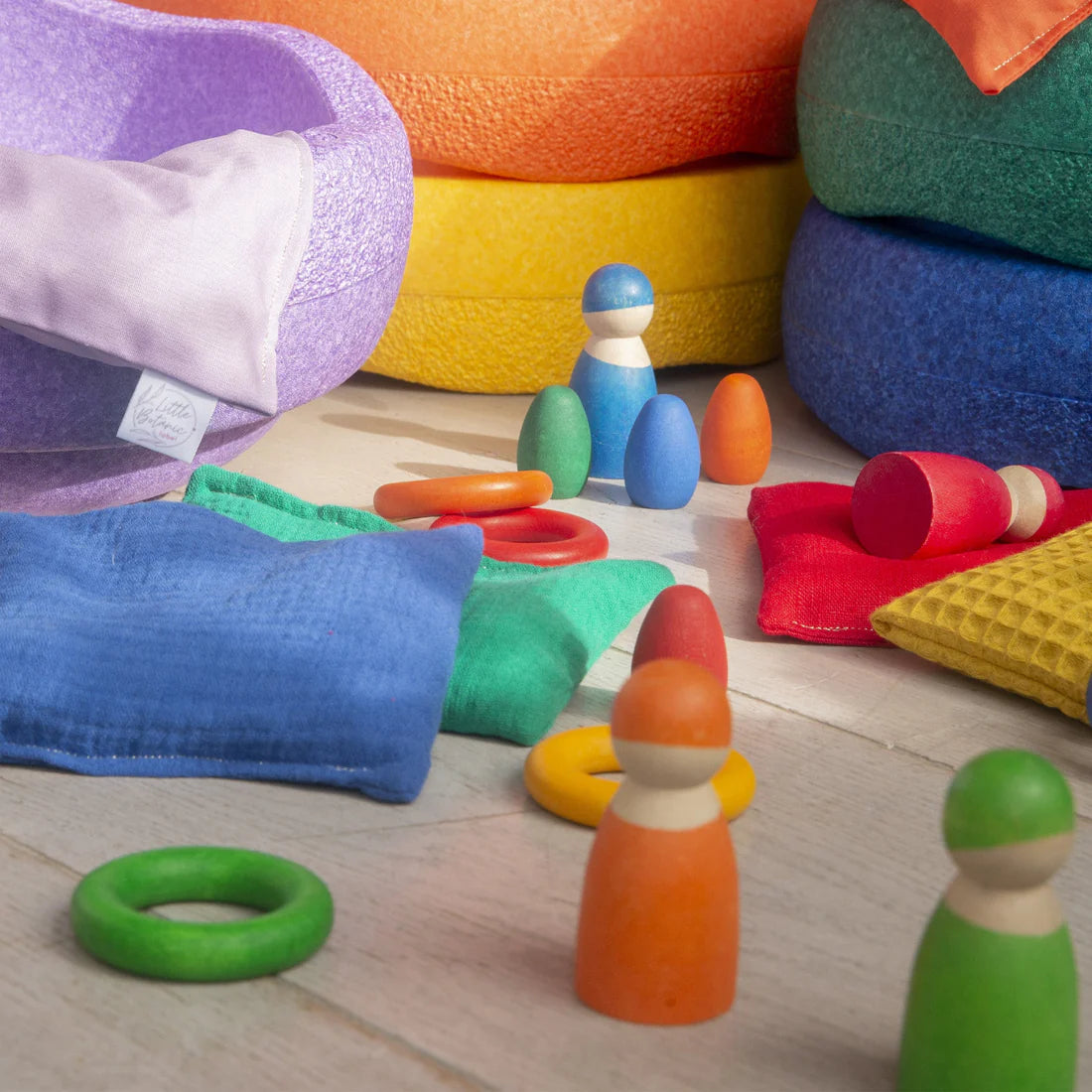 Sensorische pittenzakjes - Regenboog 8-stuks