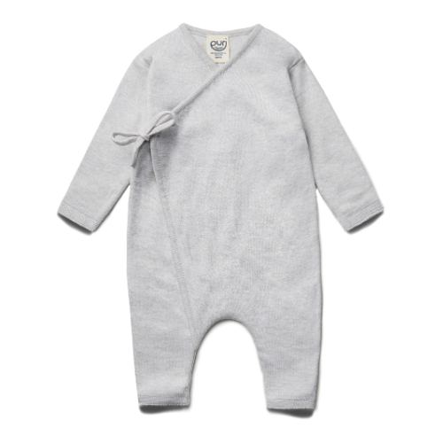 Boxpakje overslag - katoen/zijde - licht grijs